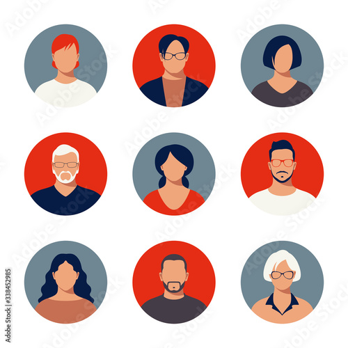 Adult People Profiles Icon Set