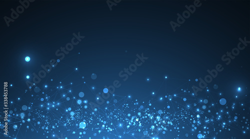Abstract polygonal vector science background with connecting dots and lines.