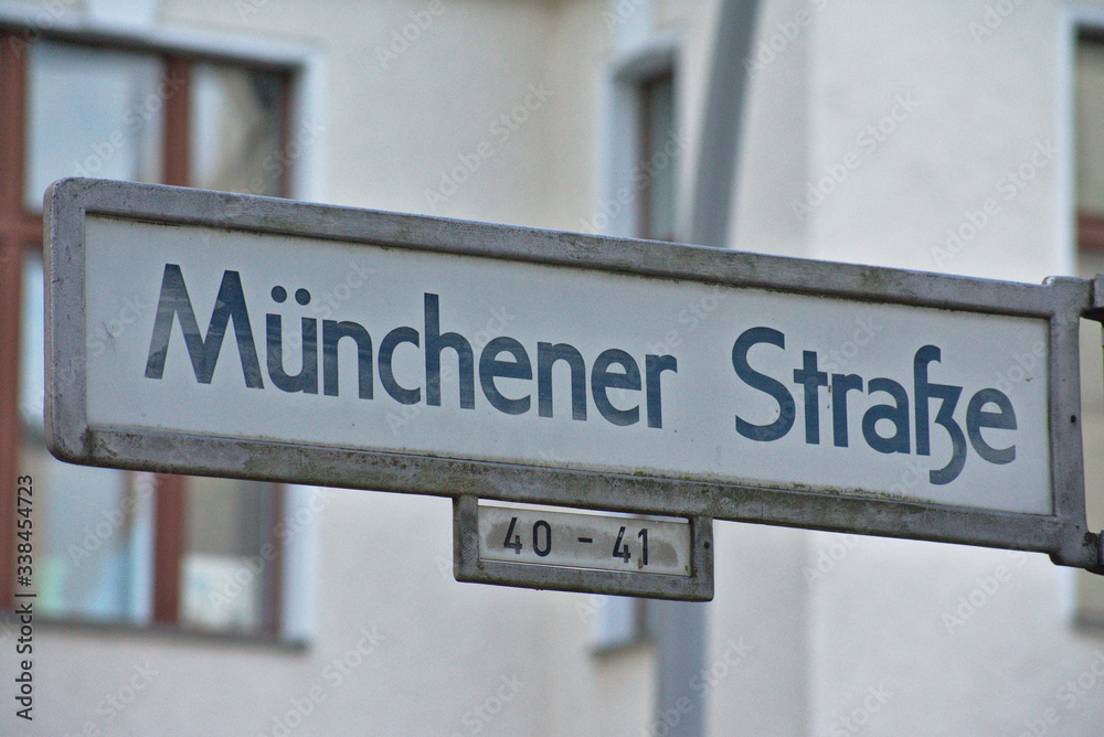 Fototapeta premium Munchener strasse street sign in Schoneberg Berlin Germany