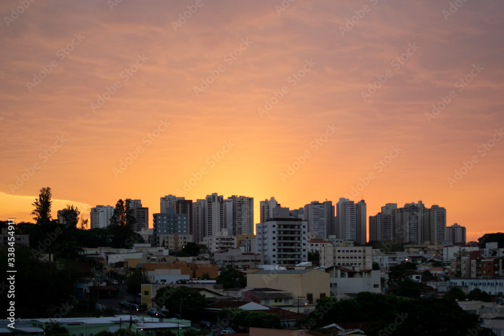 Orange sky sunset on the city skyline, interior, Ribeirao Preto, Sao Paulo Orange sky sunset on the city skyline, interior, Ribeirao Preto, Sao Paulo