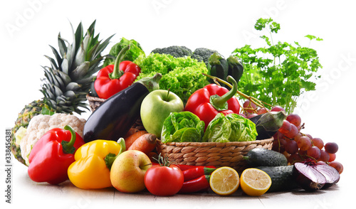 Fototapeta Naklejka Na Ścianę i Meble -  Composition with assorted organic vegetables and fruits