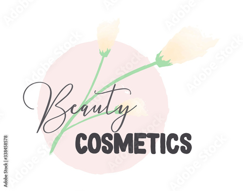 Beauty Cosmetics sticker, vector illustration