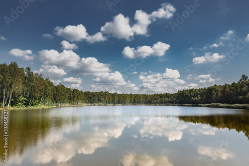 Staw. Widok na tle pochmurnego nieba