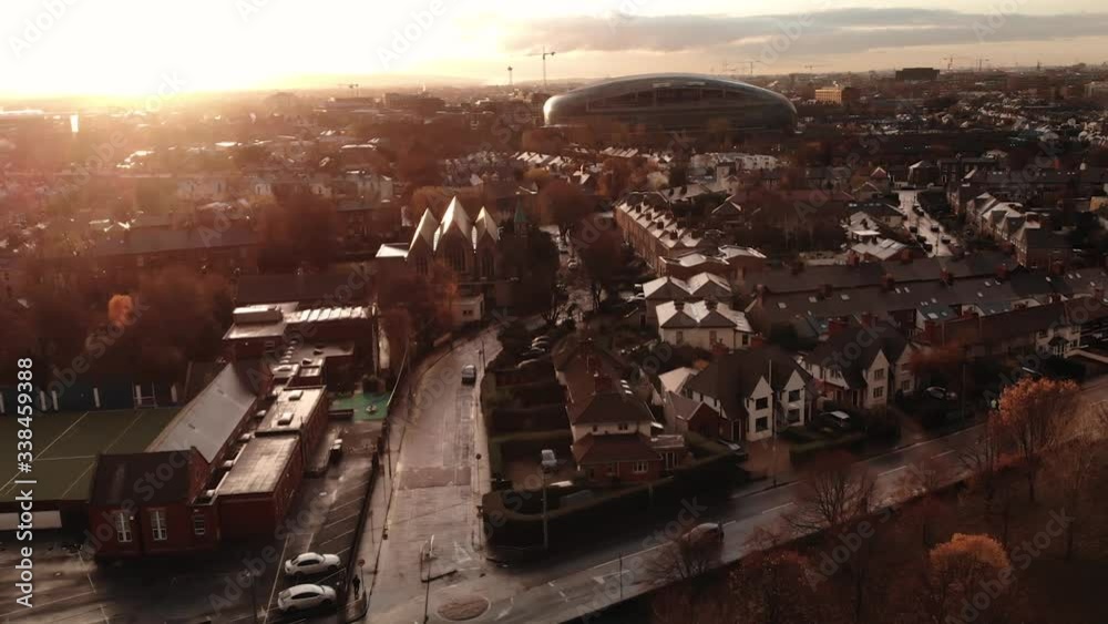 Prise de vue aérienne de la ville de Dublin, proche du aviva Stadium, Dublin, Irlande 