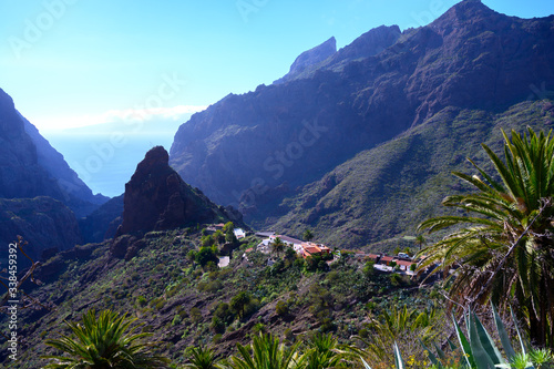 Difficult accessible hidden in mountains and ravines small scenery village Masca, Tenerife, Canary islands, Spain