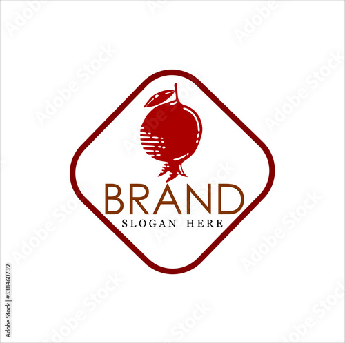  Fruit logo, pomegranate logo. pomegranate with brand and white background