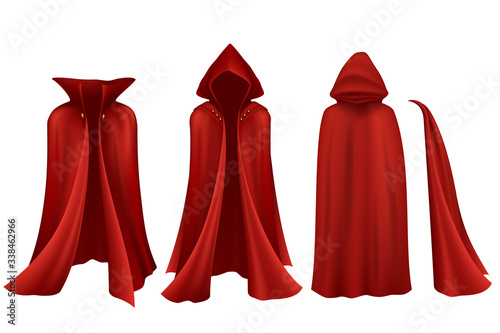 Red cloak set on white background