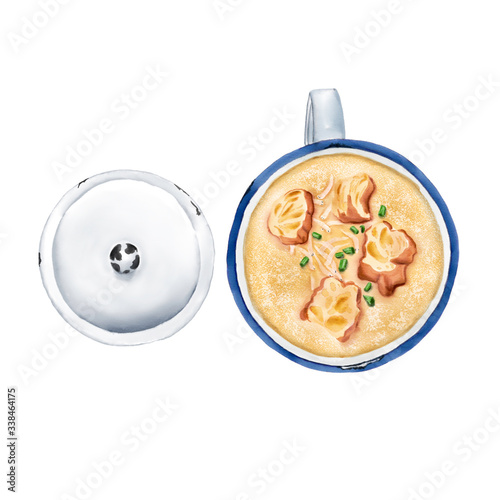 Canvas Print Watercolor Illustration of Salty soy milk