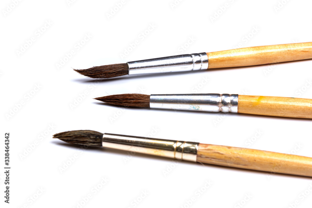 Fototapeta premium art drawing brushes isolated on white background. space for text