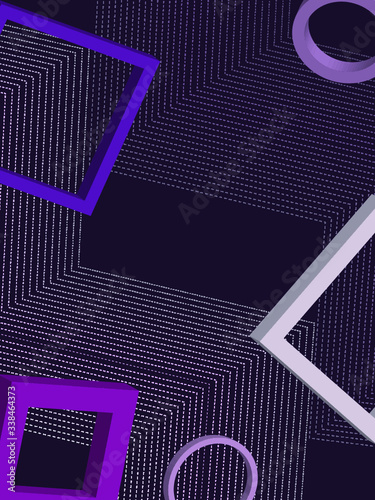 Abstract deep purple background with 3d geometric shapes.