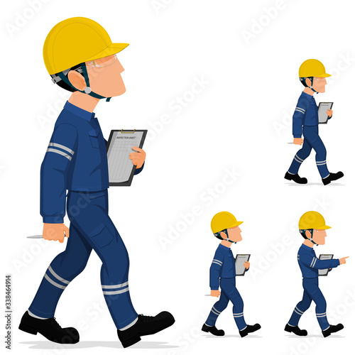Set of industrial inspector is walking