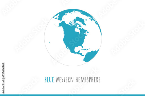 blue world western hemisphere vector map detailed accurate illustration isolated