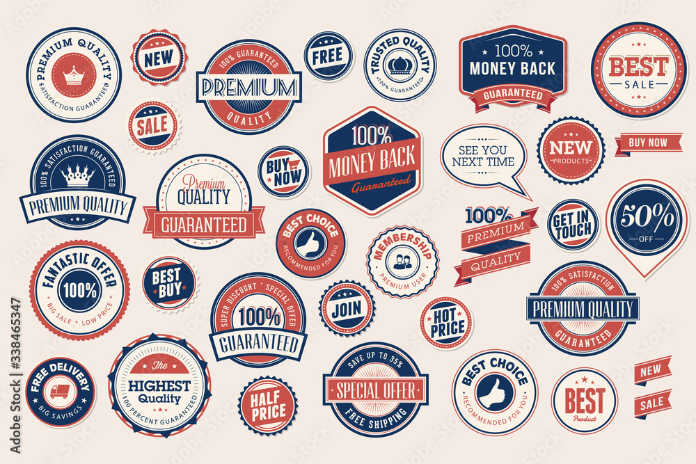 Obraz premium Sale labels and stickers collection. Vector illustrations for graphic and web design, marketing material, product promotion, social media and online shopping.