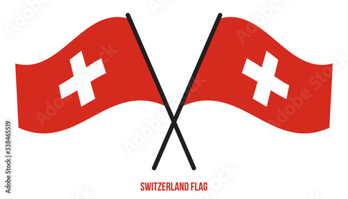 Switzerland Flag Waving Vector Illustration on White Background. Switzerland National Flag