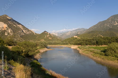 Water reservoir in Pyrenees Mountains of Spain near La Seu D'urgell, (Sa Seu d'Urell) in Catalunya, Spain