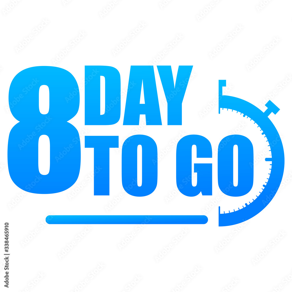 8 day to go label, red flat with alarm clock, promotion icon, Vector stock illustration: For any
kind of promotion 8 day to go label, red flat with alarm clock, promotion icon, Vector stock illustration: For any
kind of promotion