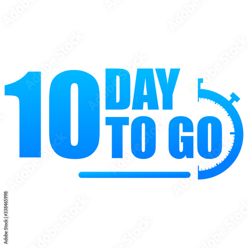 10 day to go label, red flat with alarm clock, promotion icon, Vector stock illustration: For any 

kind of promotion