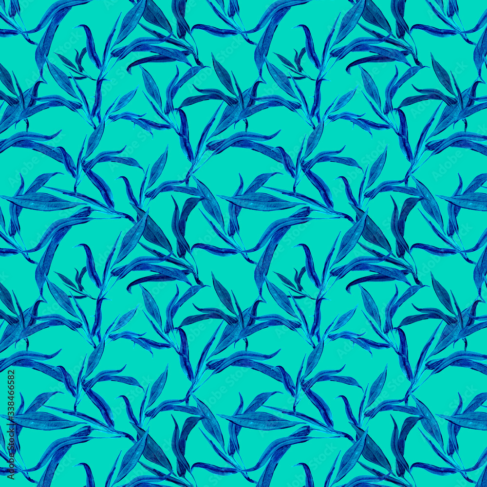 Obraz premium colorful acrylic illustration withelements of leaves of flowers.a block for fabric tezture or wallpaper.