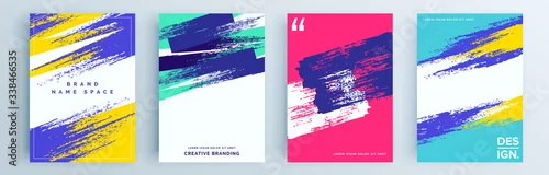 Obraz Modern abstract covers set, minimal covers design. Colorful geometric background, vector illustration.