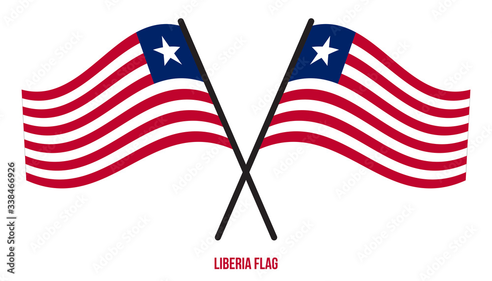 Liberia Flag Waving Vector Illustration on White Background. Liberia National Flag