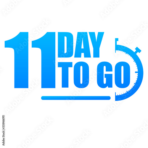 11 day to go label, red flat with alarm clock, promotion icon, Vector stock illustration: For any 

kind of promotion
