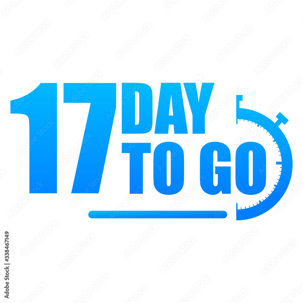 17 day to go label, red flat with alarm clock, promotion icon, Vector stock illustration: For any kind of promotion 17 day to go label, red flat with alarm clock, promotion icon, Vector stock illustration: For any kind of promotion