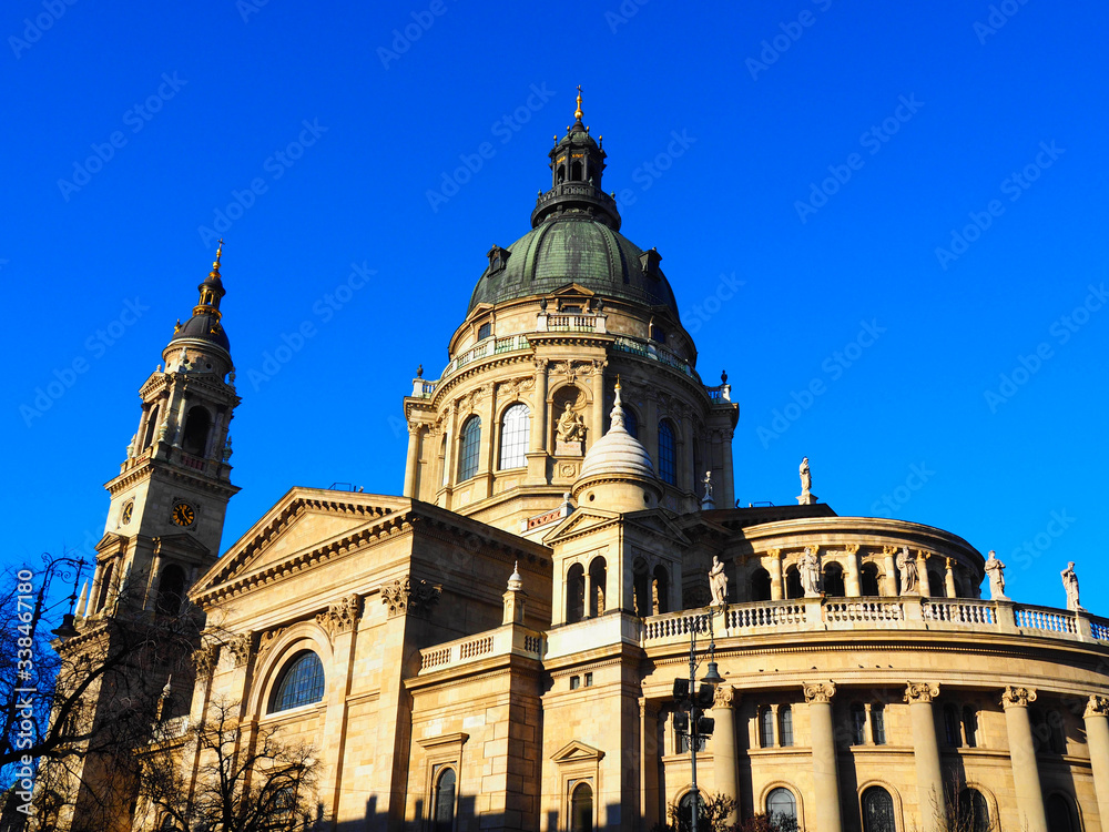 View of St Stephen's Basilica in Budapest, Hungary. It is a Roman Catholic basilica and it is named in honour of Stephen, the first King of Hungary.