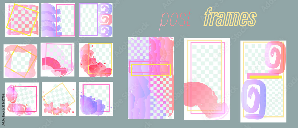 Trendy editable template for social networks stories and posts, vector illustration. Design backgrounds for social media.Endless square puzzle layout for promotion. Watercolor style