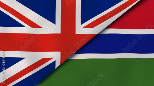 The flags of United Kingdom and Gambia. News, reportage, business background. 3d illustration