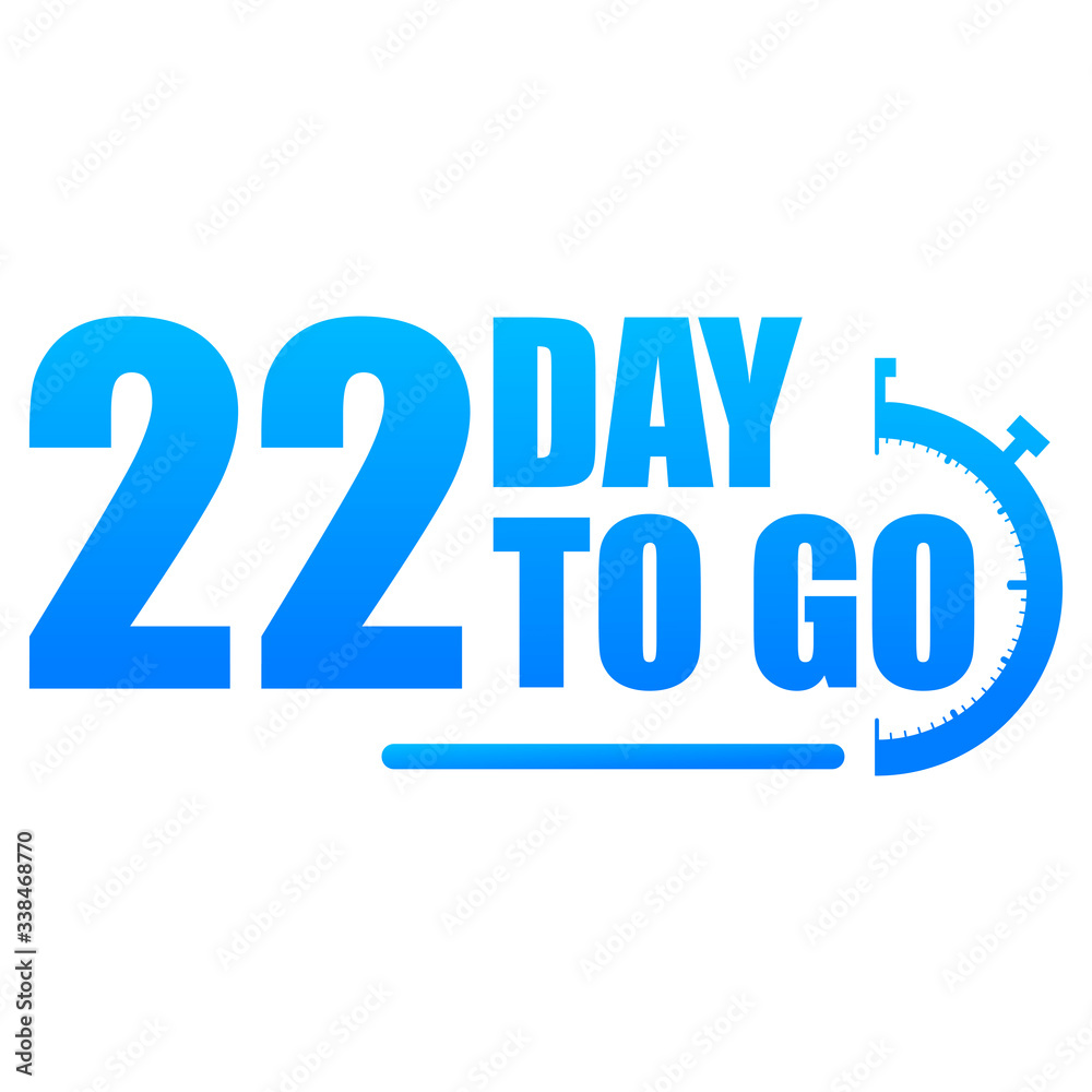 22 day to go label, red flat with alarm clock, promotion icon, Vector stock illustration: For any kind of promotion 22 day to go label, red flat with alarm clock, promotion icon, Vector stock illustration: For any kind of promotion