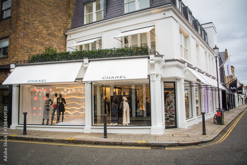 LONDON- DECEMBER, 2018: Chanel designer fashion shop on Walton