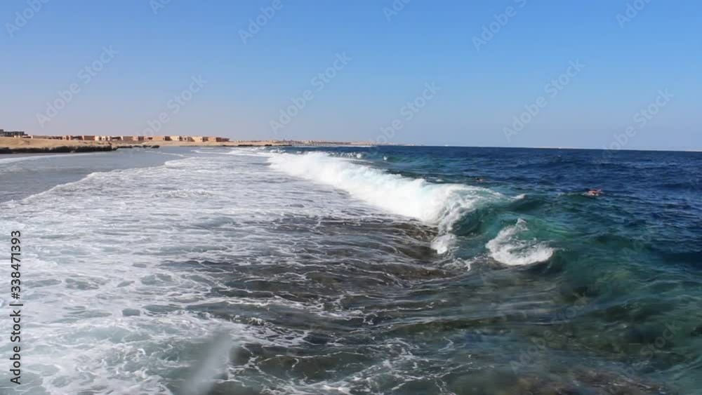 Sea waves crash against the shore. Egypt. Red sea Sea waves crash against the shore. Egypt. Red sea