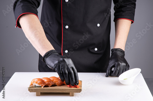  sushi preparation process in the restaurant kitchen8