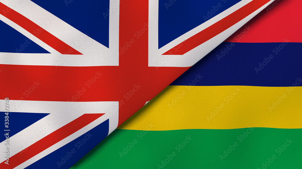 The flags of United Kingdom and Mauritius. News, reportage, business background. 3d illustration The flags of United Kingdom and Mauritius. News, reportage, business background. 3d illustration