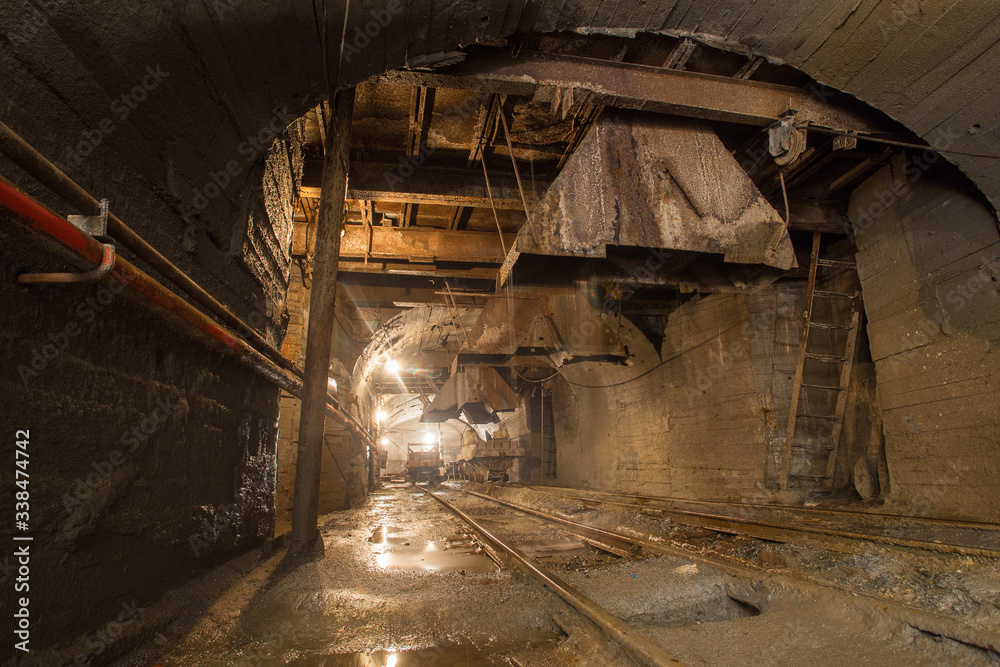 Scoop ramp scraper slide in gold mine underground tunnel Scoop ramp scraper slide in gold mine underground tunnel