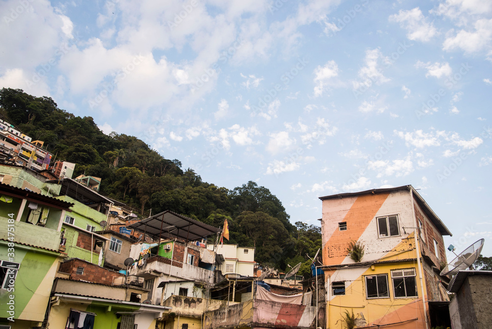 colorful houses in santa marta slum in Rio De Janeiro Brazil