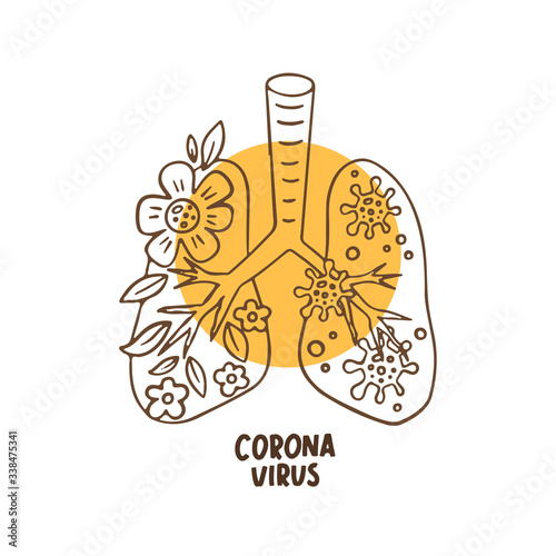 CoronaVirus illustraton of lungs. Virus pneumonia. 2019-nCov
