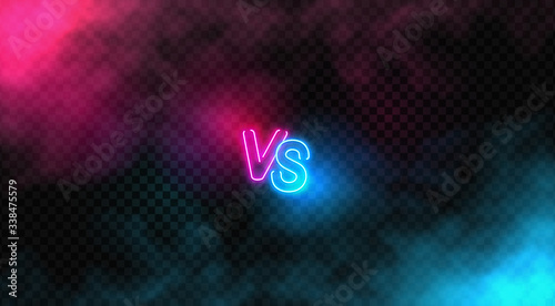 Neon Versus Logo. VS Vector Letters Illustration. Competition Icon. Fight Symbol.