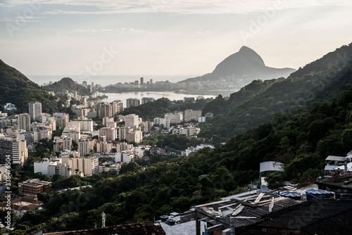 hazy view of the city of rio de janeiro brazil