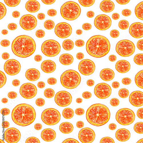 Orange pattern is suitable for cafe menu design, bright prints for textiles or gift packaging