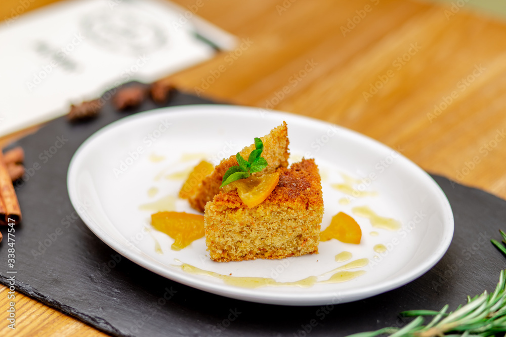 Pumpkin pie with oranges and cinnamon