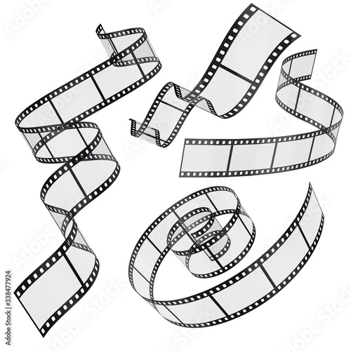 Isolated Filmstrip 35mm Vector Set on White Background