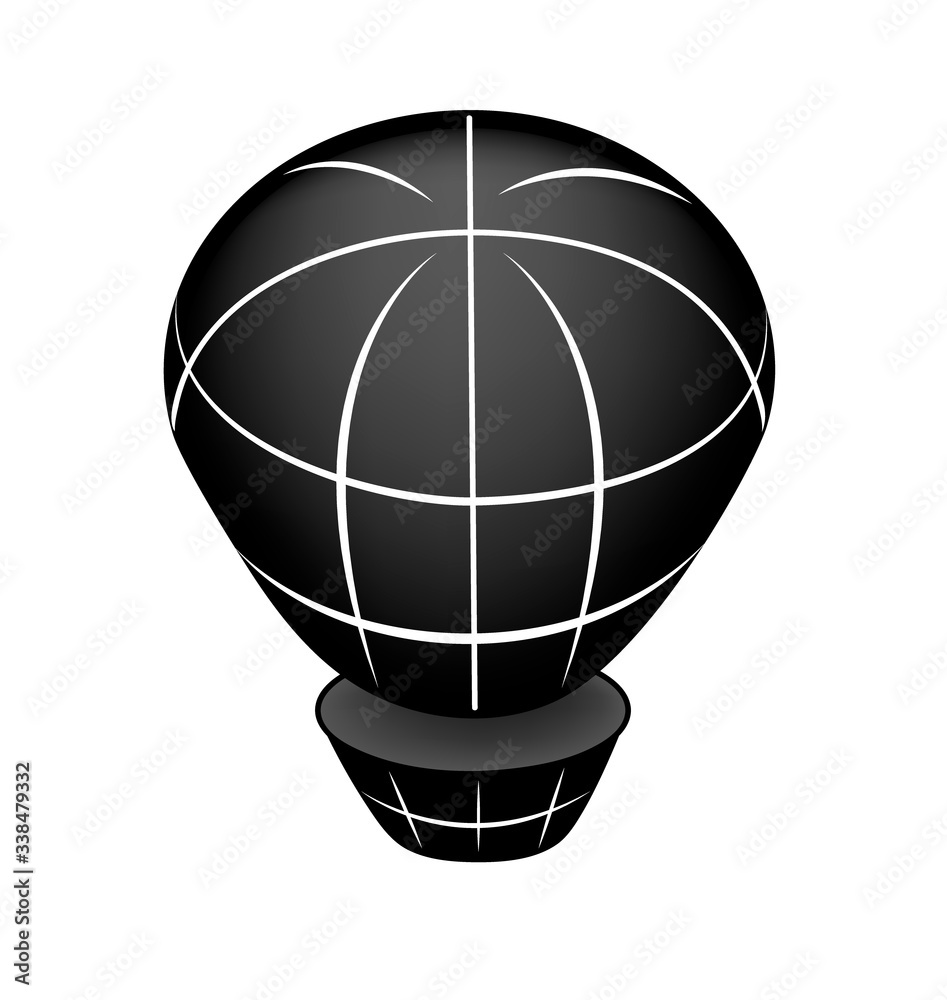 Vector illustration. Silhouette of hot air balloon. Air transport for travel. Isolated on white background Vector illustration. Silhouette of hot air balloon. Air transport for travel. Isolated on white background