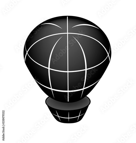 Vector illustration. Silhouette of hot air balloon. Air transport for travel. Isolated on white background