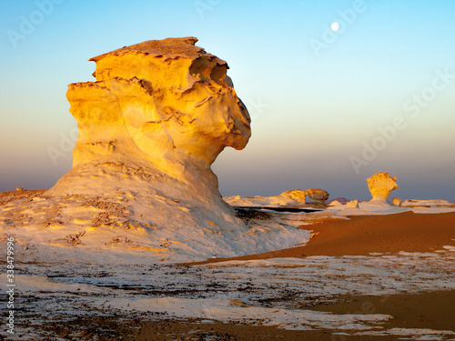 The white desert in western egypt is an breathtaking place. Great limestone sculptures and the white gound open gigantic views on that former ocean bed. photo