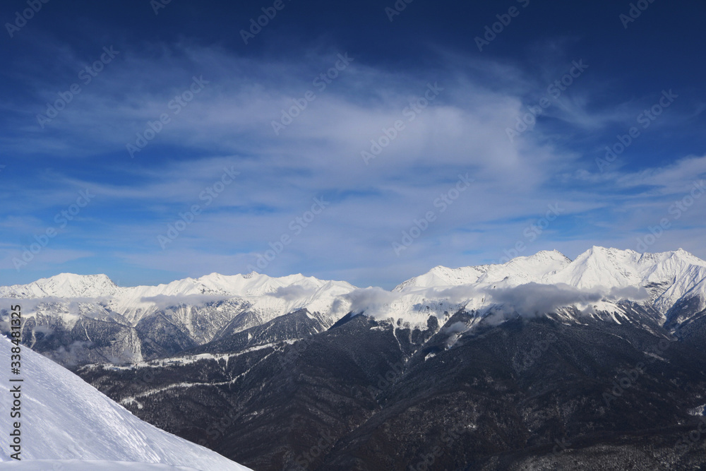 mountain peaks with snow