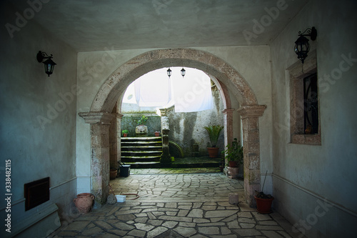 Entrance hall of the ancient Palazzo De Dominicis, Aiello calabro, Italy. photo