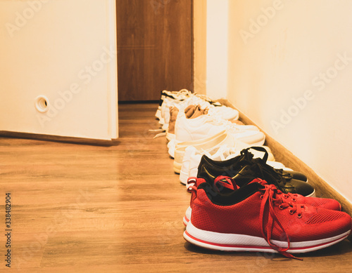 Family shoes at the door