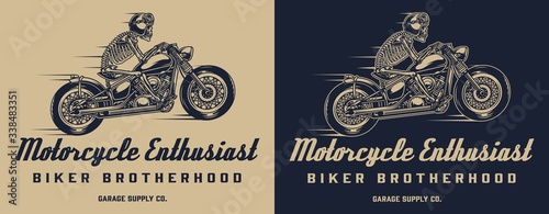 Vintage motorcycle club monochrome print