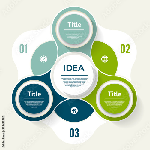 Vector circle infographic. Template for diagram, graph, presentation and chart. Business concept with three options, parts, steps or processes. Abstract background